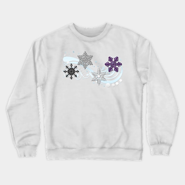 Asexual Pride Flag Colored Snowflakes and Winter Vector Crewneck Sweatshirt by LiveLoudGraphics